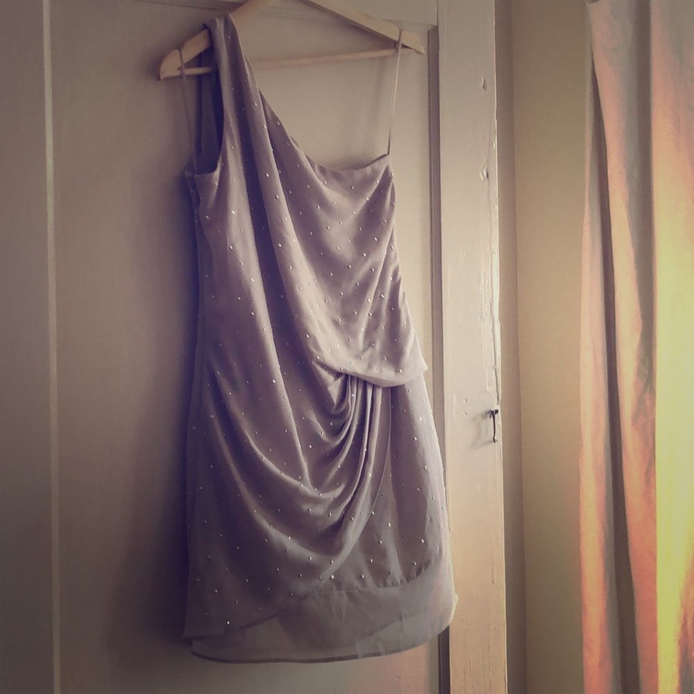 Champagne and studs mini party dress.